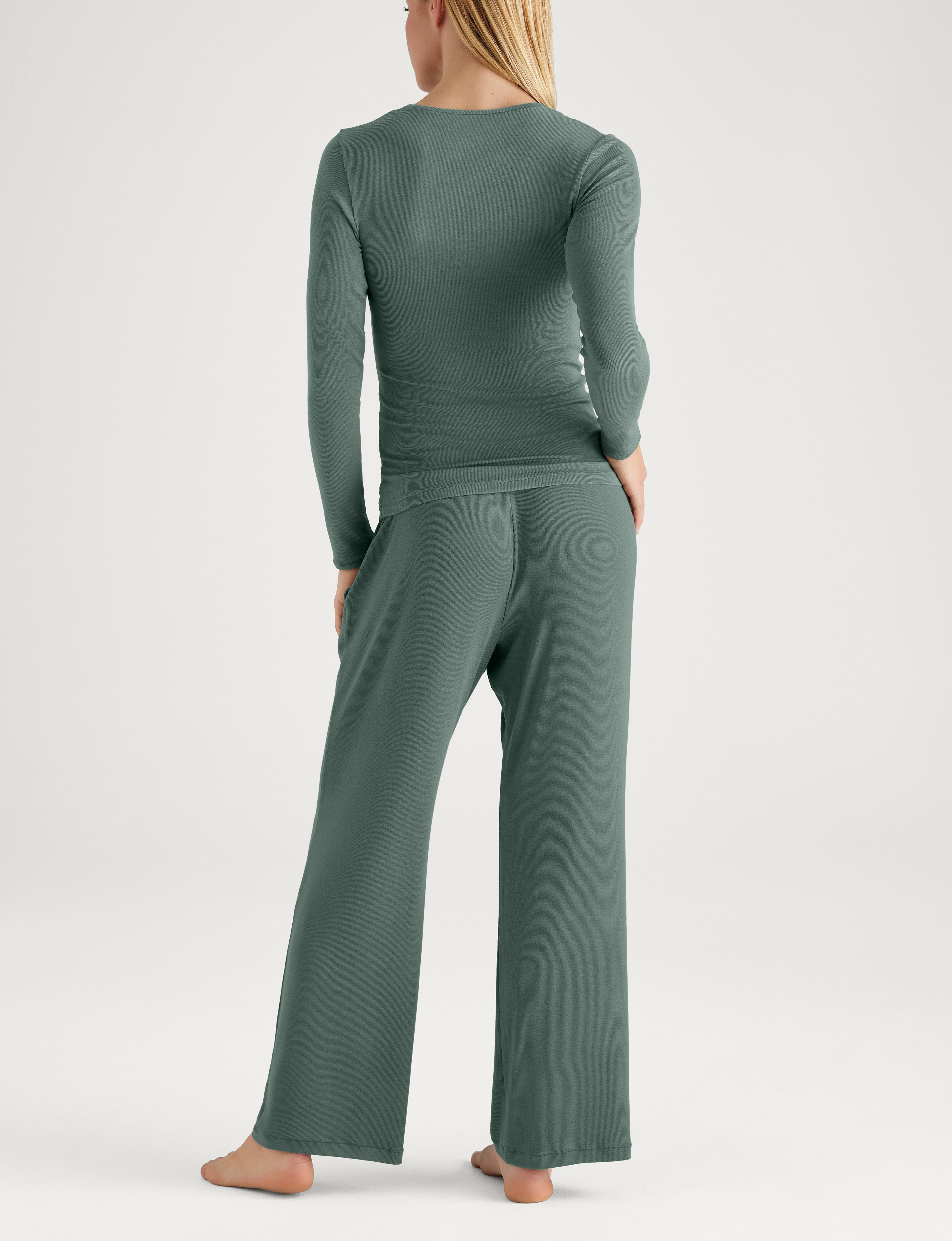 Women's Micro Rib Long Sleeve Tee & Pant Set