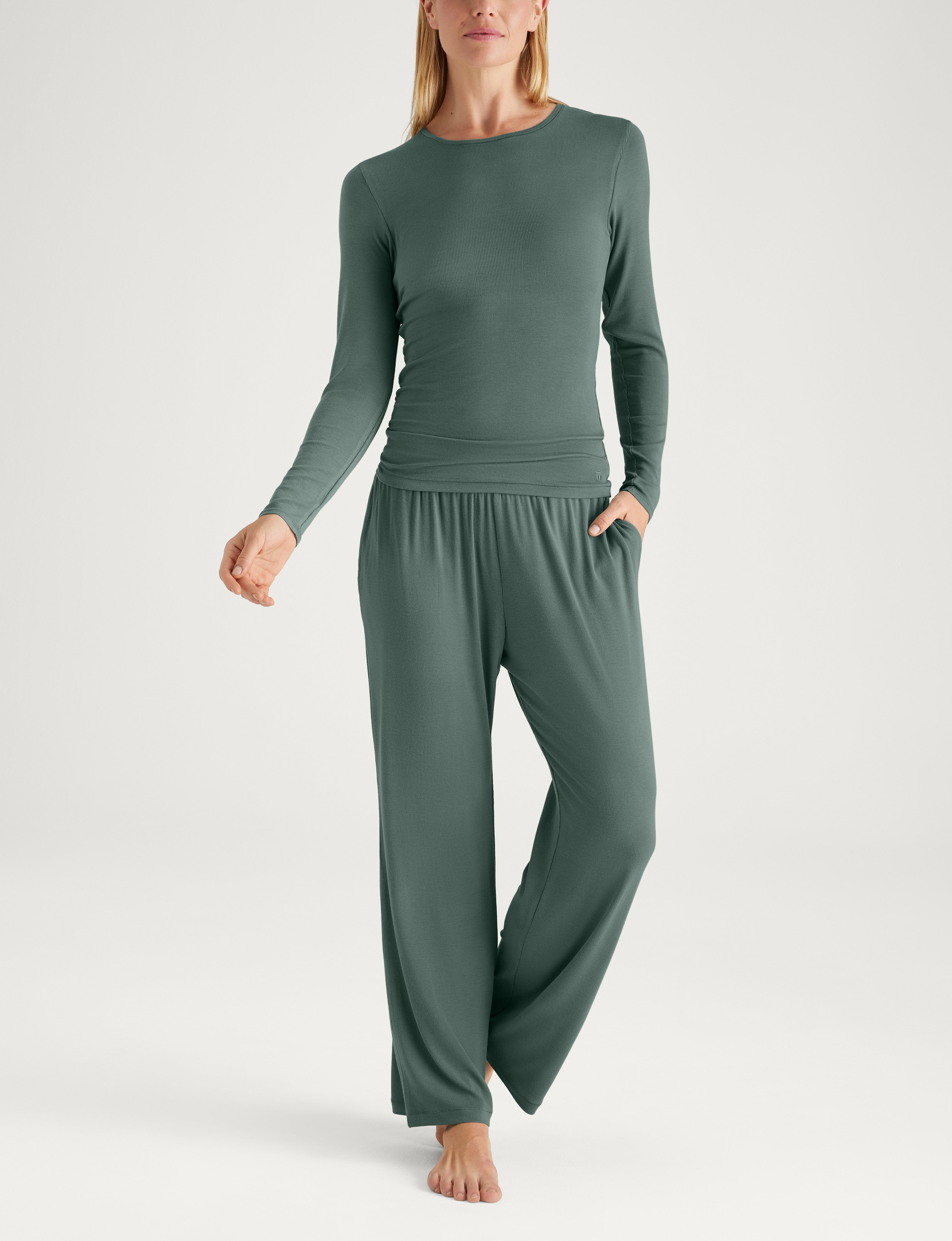 Women's Micro Rib Long Sleeve Tee & Pant Set