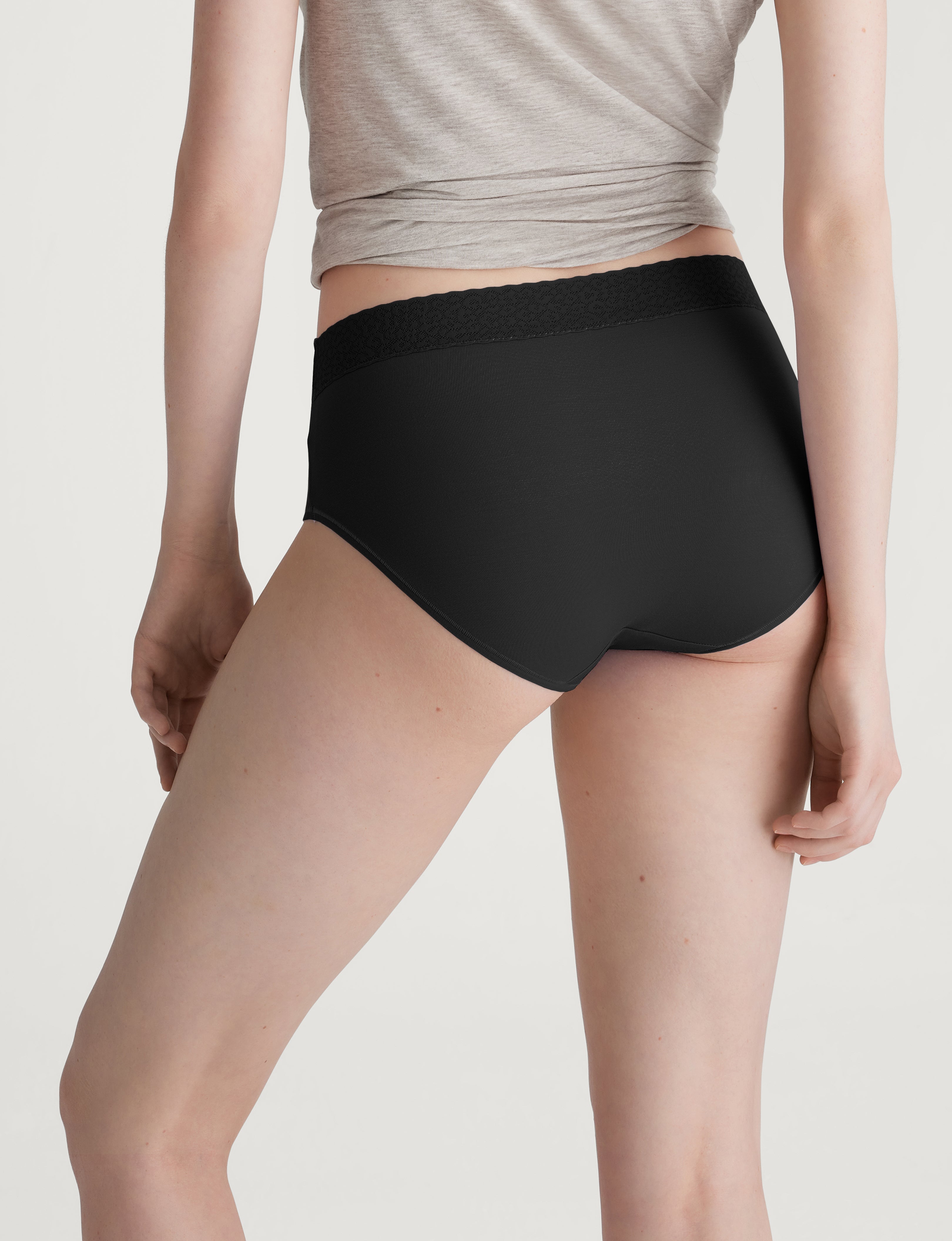 Women's Second Skin High-Rise Brief, Lace Waist (5-Pack)