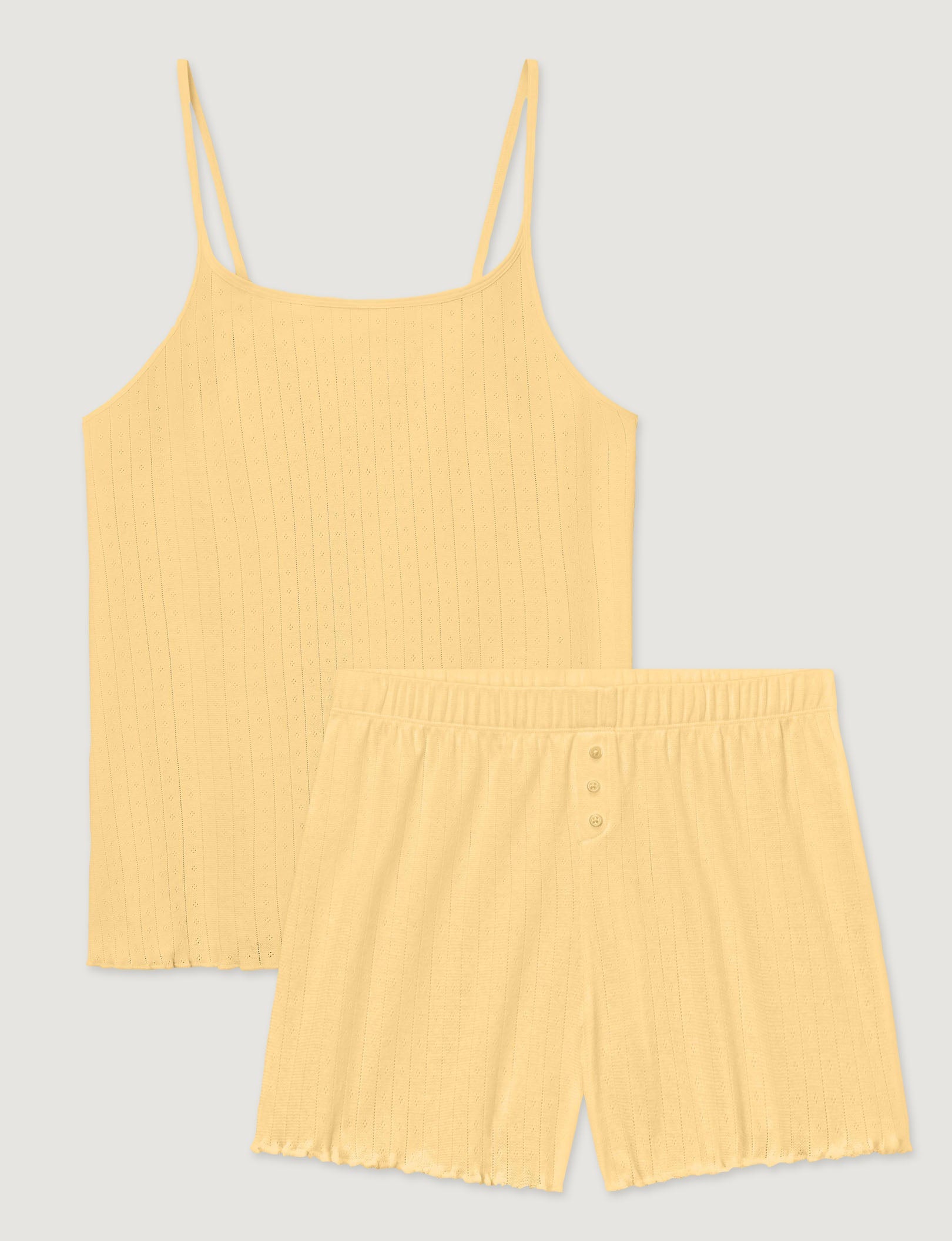 Women's Cotton Pointelle Rib Cami & Short Set