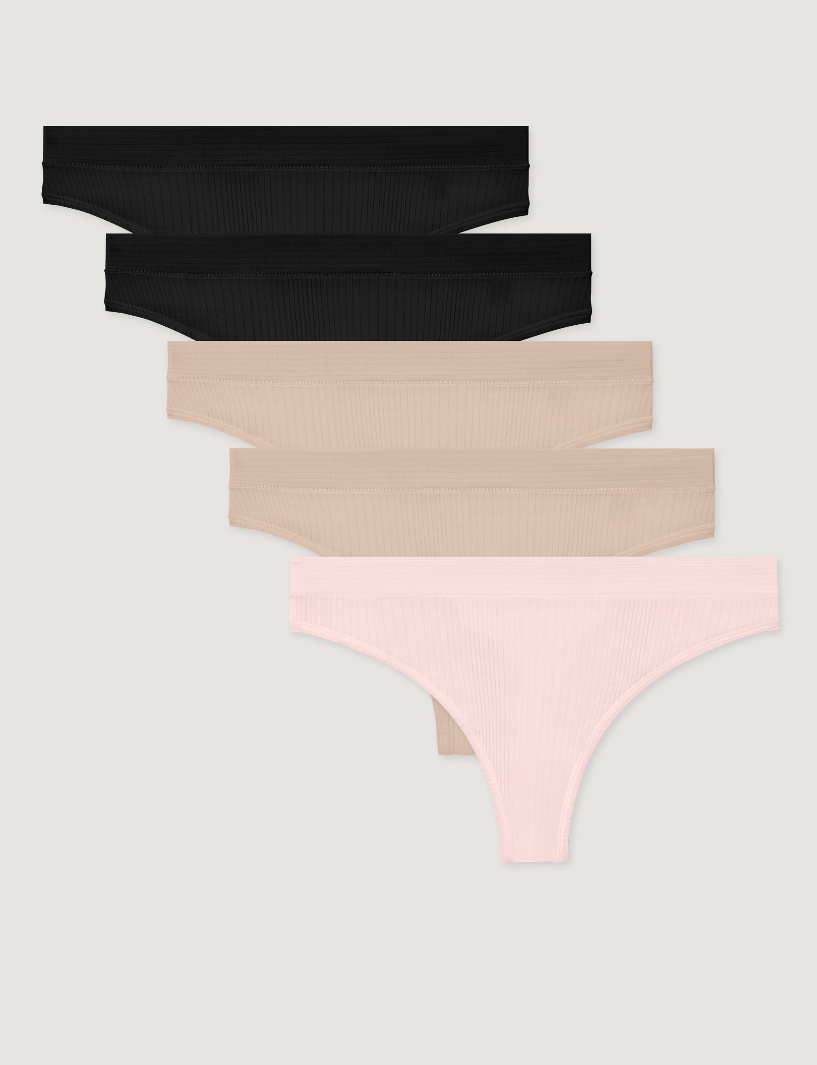 Women's Second Skin Luxe Rib Thong (5-Pack)