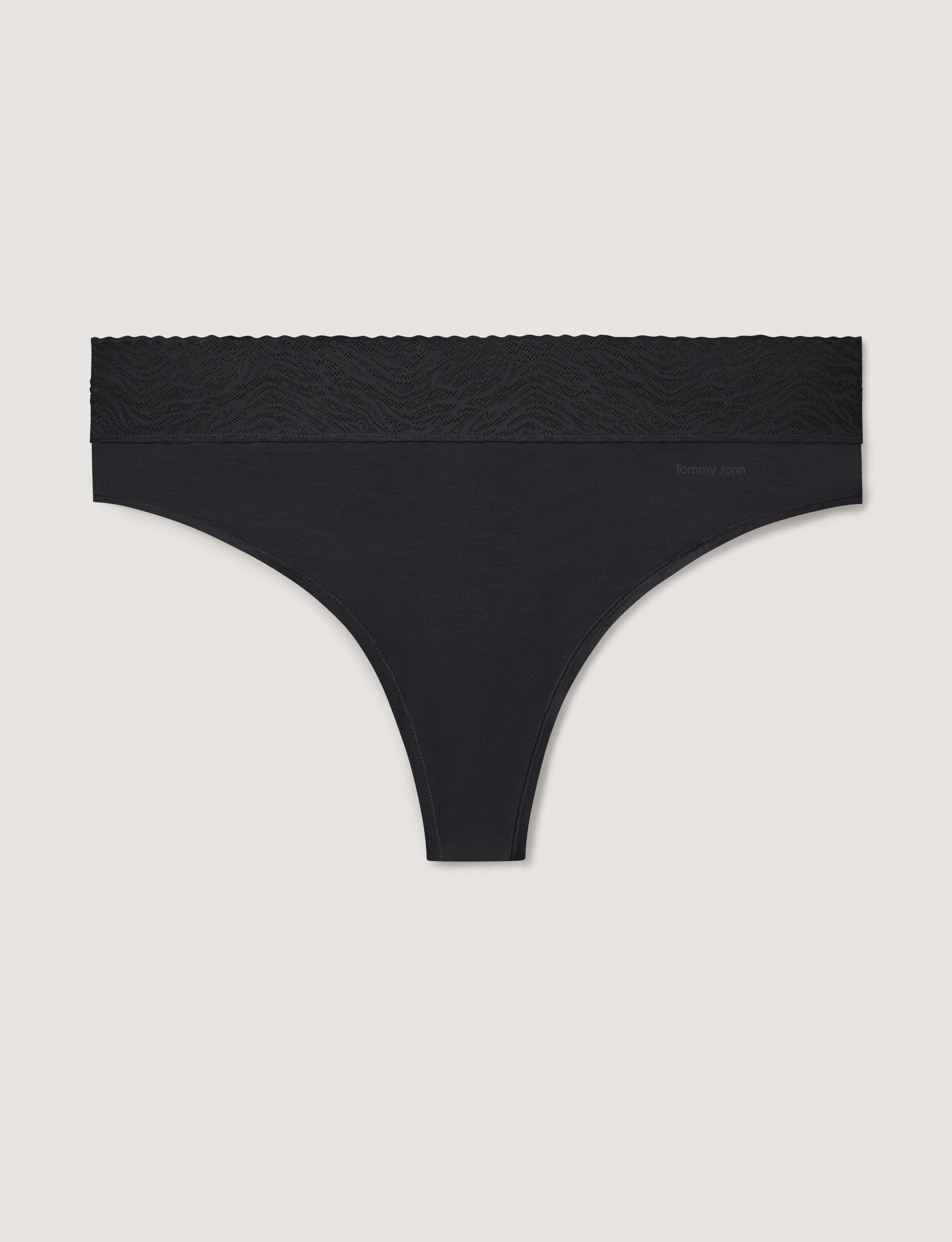 Women's Cool Cotton Thong, Lace Waist