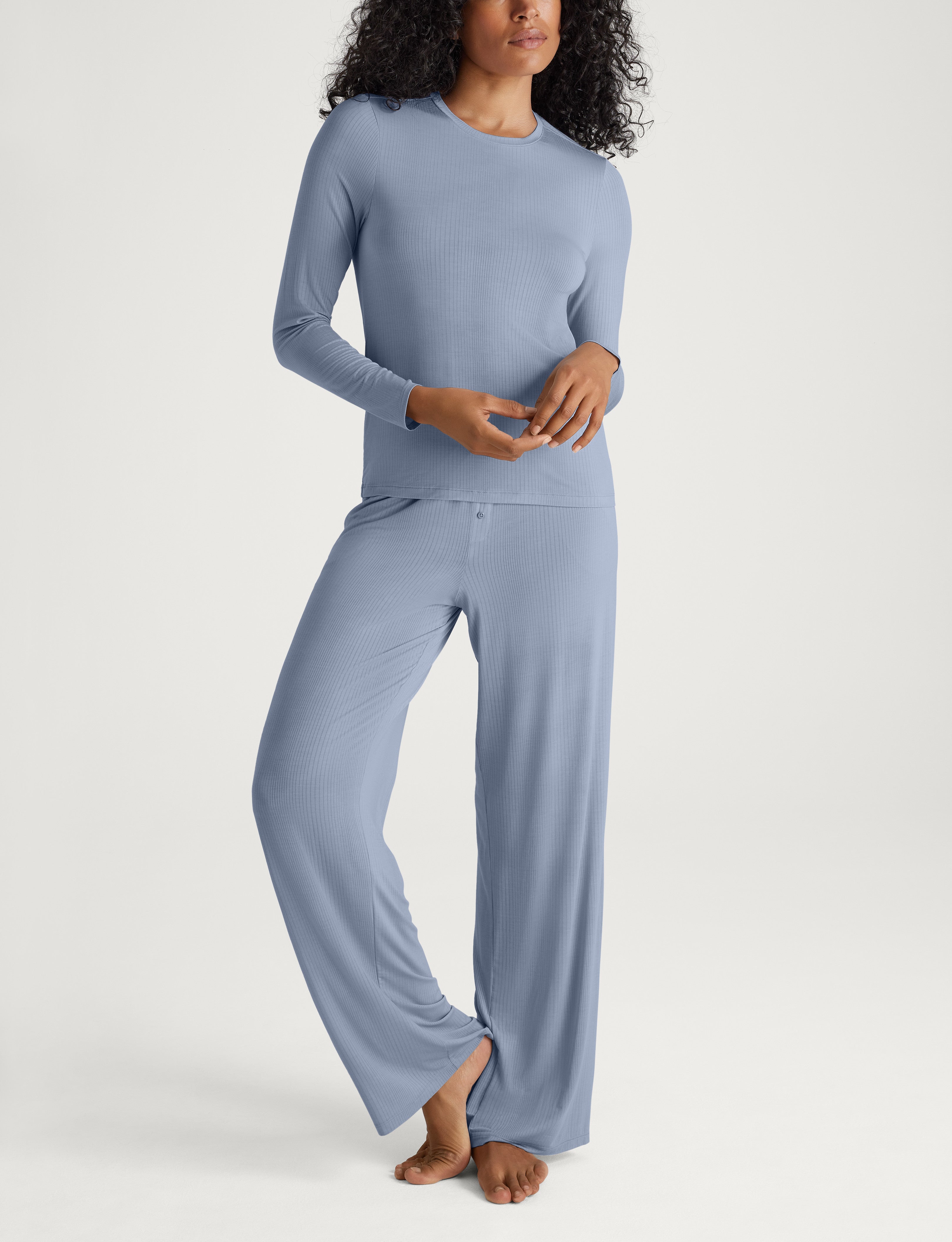 Women's Second Skin Luxe Rib Long Sleeve Crew Neck & Pant Set